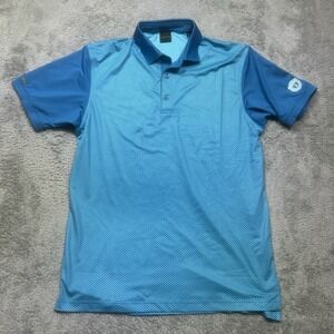 Dunning Golf Polo Men's M Blue Geometric Performance MEDINAH COUNTRY CLUB PATCH